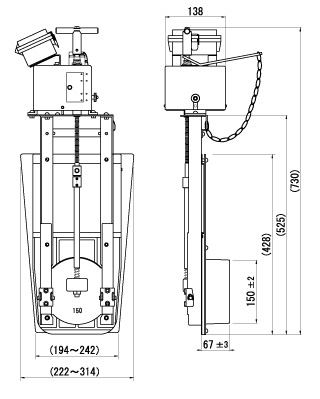 水田止水機「田門」MSAD-01 寸法図