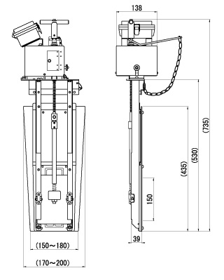 水田止水機「田門」MSAD-02 寸法図