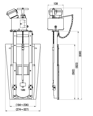 水田止水機「田門」MSAD-03 寸法図