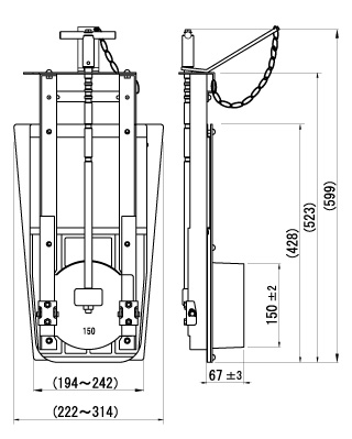 水田止水機「田門」手動式　MSH-01　寸法図