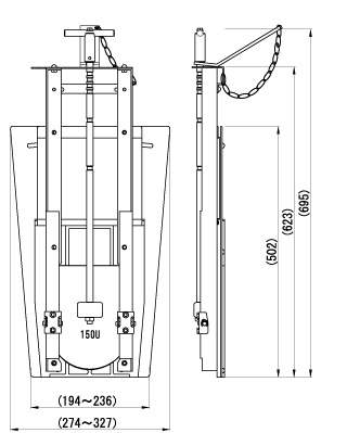 水田止水機「田門」手動式　MSH-03　寸法図